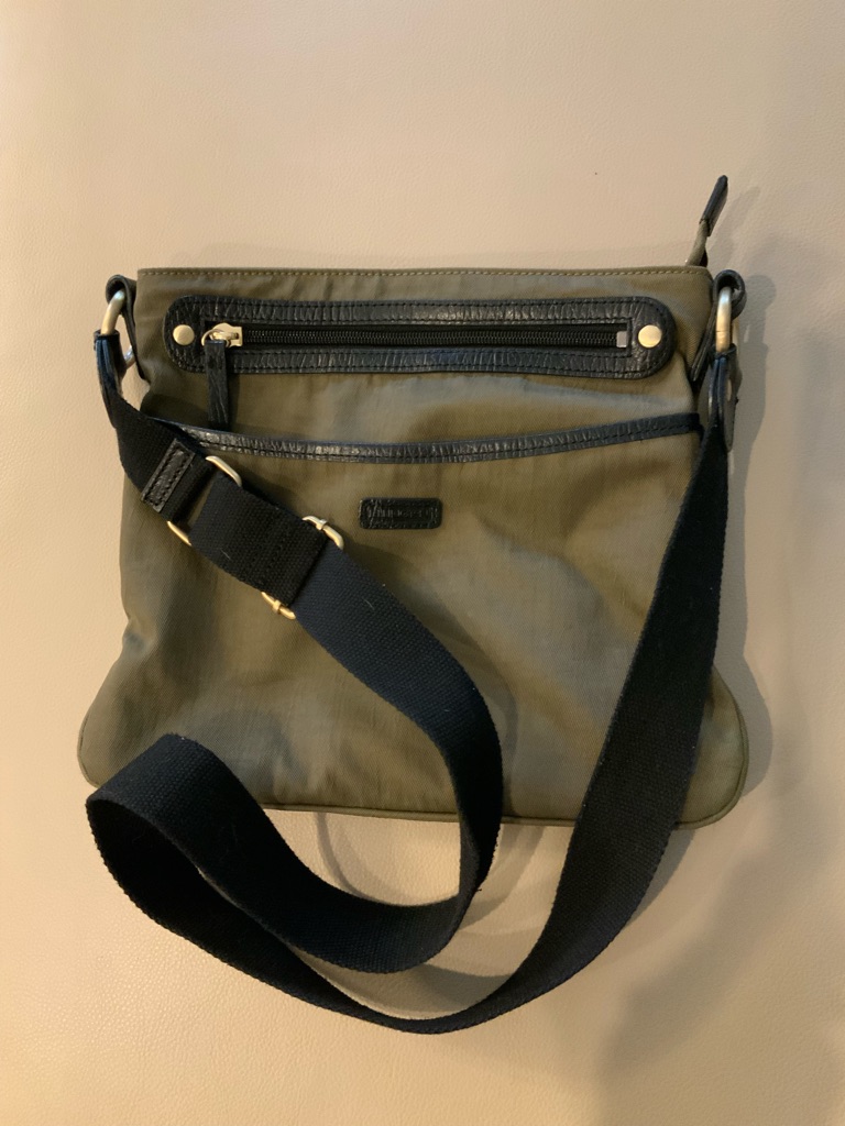 Ellington Olive Green Crossbody Shoulder Bag With Black Trim
